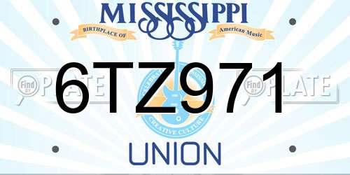 6TZ971 Mississippi License Plate
