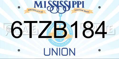 6TZB184 Mississippi License Plate