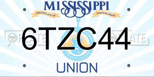 6TZC44 Mississippi License Plate