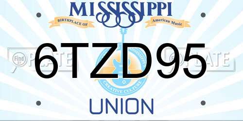 6TZD95 Mississippi License Plate