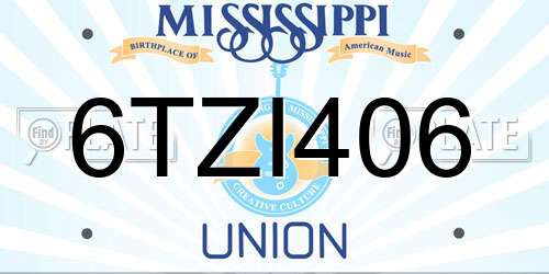 6TZI406 Mississippi License Plate