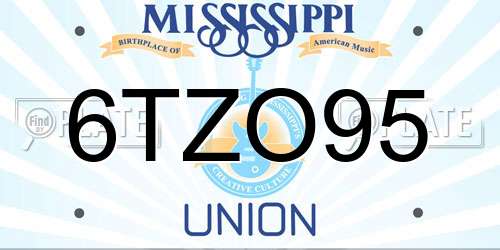 6TZO95 Mississippi License Plate