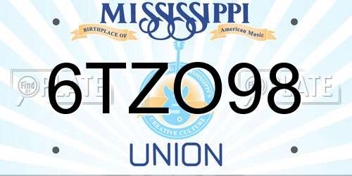 6TZO98 Mississippi License Plate