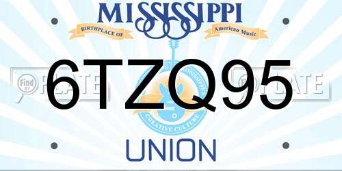 6TZQ95 Mississippi License Plate