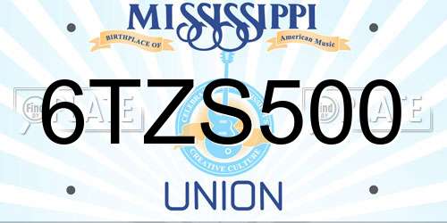 6TZS500 Mississippi License Plate