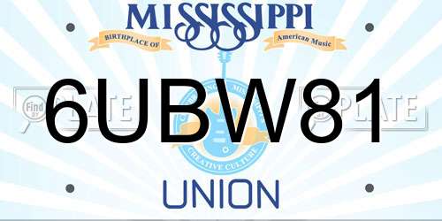 6UBW81 Mississippi License Plate