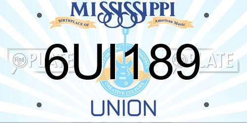 6UI189 Mississippi License Plate