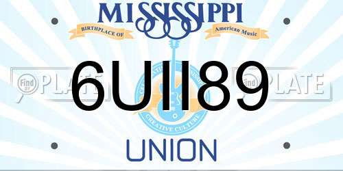 6UII89 Mississippi License Plate