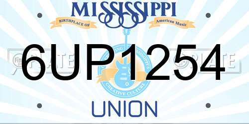 6UP1254 Mississippi License Plate