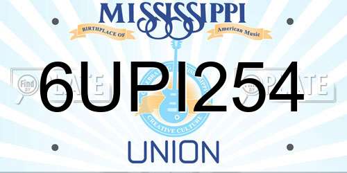 6UPI254 Mississippi License Plate