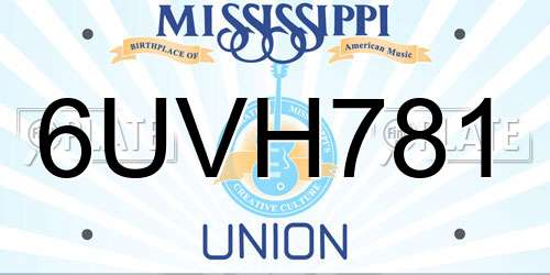 6UVH781 Mississippi License Plate