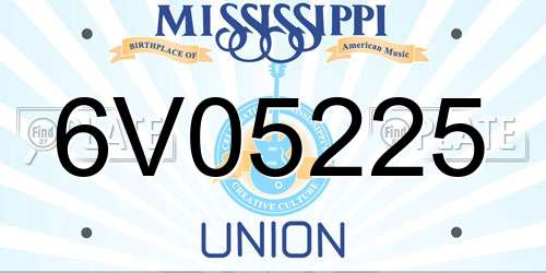 6V05225 Mississippi License Plate