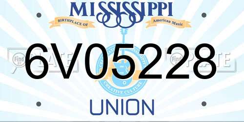 6V05228 Mississippi License Plate