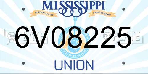 6V08225 Mississippi License Plate