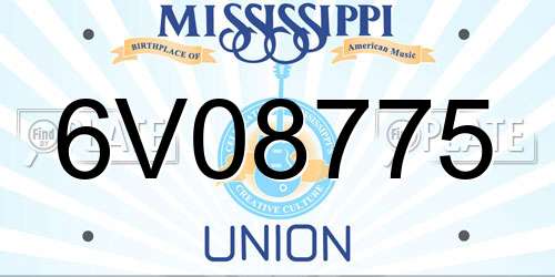 6V08775 Mississippi License Plate