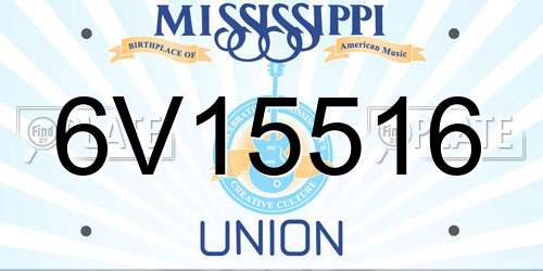 6V15516 Mississippi License Plate