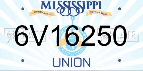 6V16250 Mississippi License Plate