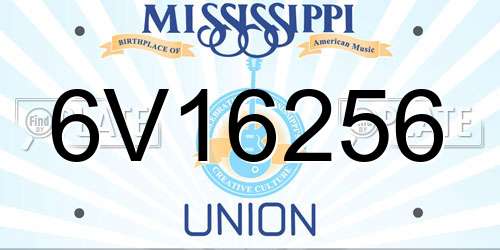 6V16256 Mississippi License Plate