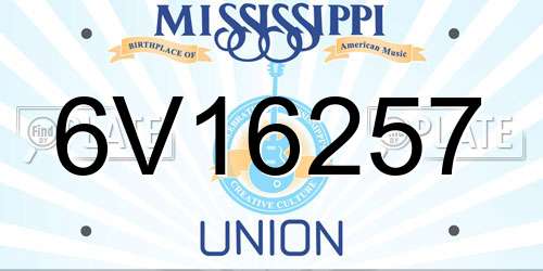 6V16257 Mississippi License Plate
