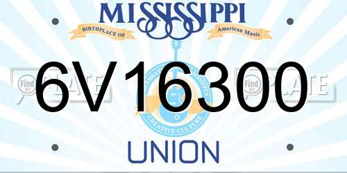 6V16300 Mississippi License Plate