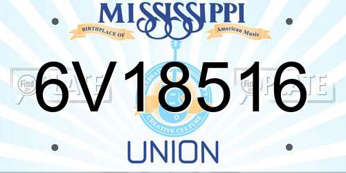 6V18516 Mississippi License Plate
