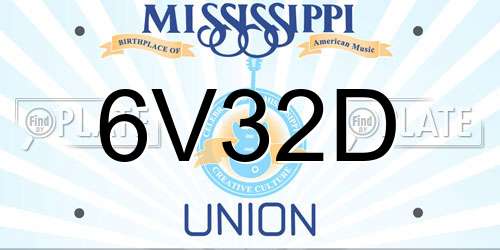 6V32D Mississippi License Plate