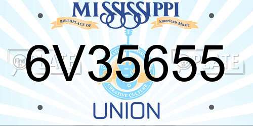 6V35655 Mississippi License Plate