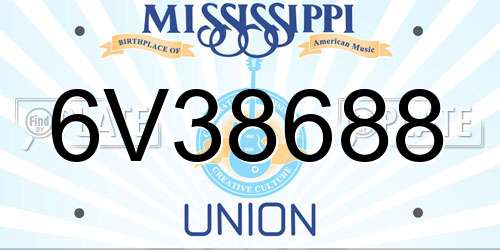 6V38688 Mississippi License Plate