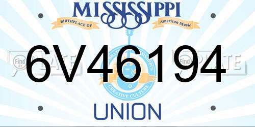 6V46194 Mississippi License Plate