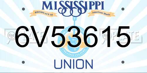 6V53615 Mississippi License Plate