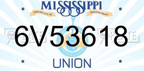 6V53618 Mississippi License Plate