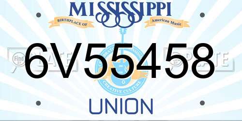 6V55458 Mississippi License Plate