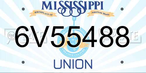 6V55488 Mississippi License Plate