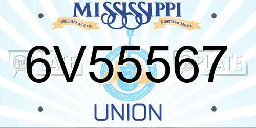 6V55567 Mississippi License Plate