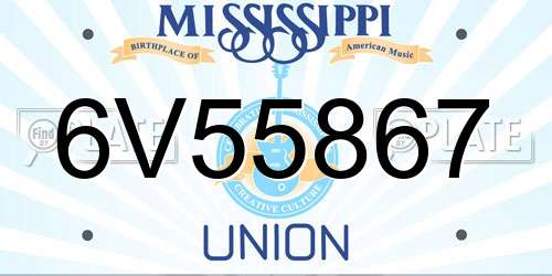 6V55867 Mississippi License Plate