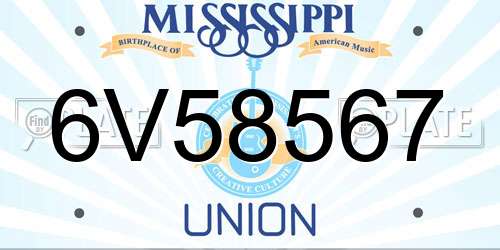 6V58567 Mississippi License Plate