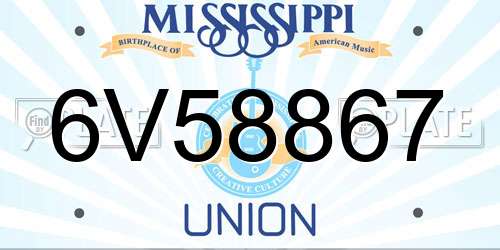 6V58867 Mississippi License Plate