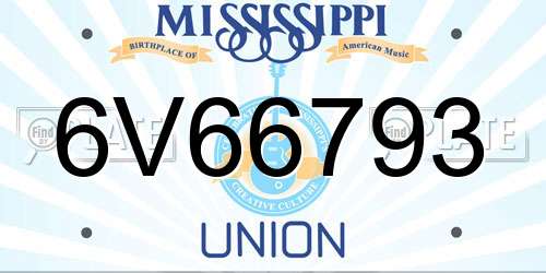 6V66793 Mississippi License Plate