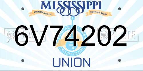 6V74202 Mississippi License Plate