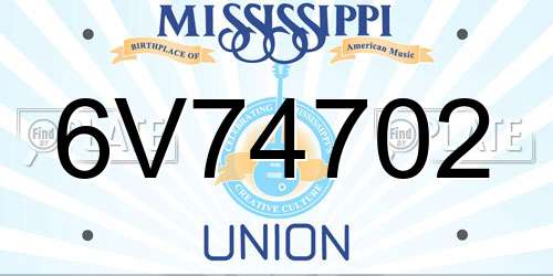 6V74702 Mississippi License Plate