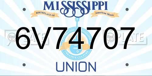6V74707 Mississippi License Plate