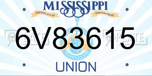 6V83615 Mississippi License Plate