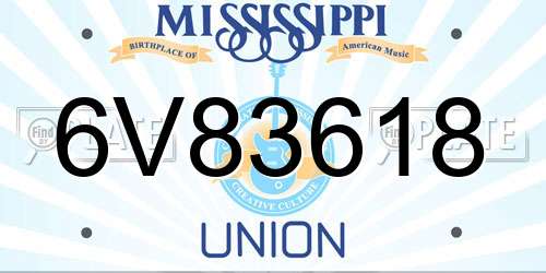 6V83618 Mississippi License Plate