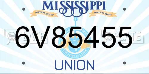 6V85455 Mississippi License Plate