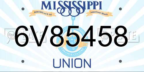 6V85458 Mississippi License Plate