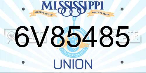 6V85485 Mississippi License Plate