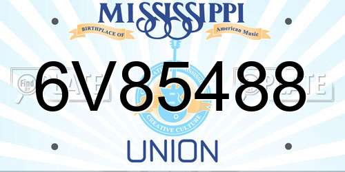 6V85488 Mississippi License Plate