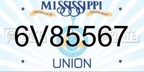 6V85567 Mississippi License Plate