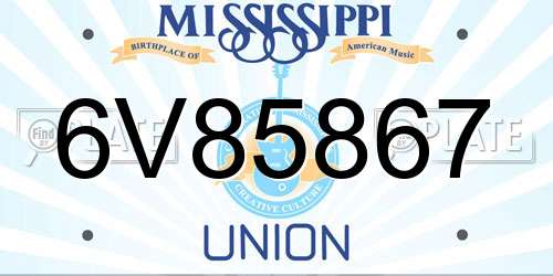 6V85867 Mississippi License Plate