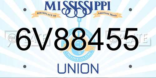 6V88455 Mississippi License Plate